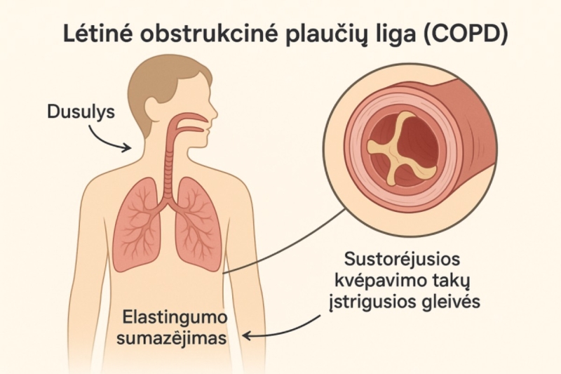 Chroniška obstrukcinė plaučių liga (COPD): Kas tai?